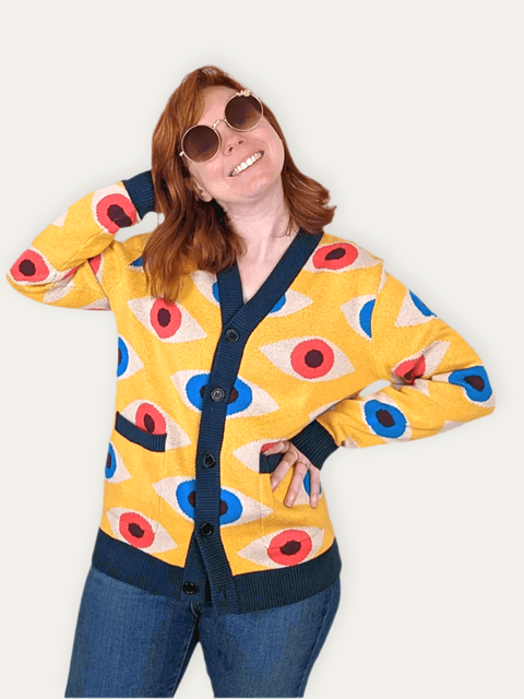 Bauhaus Eyeball Cardigan 100% Cotton