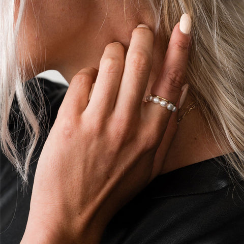 Beaded Freshwater Pearl Ring