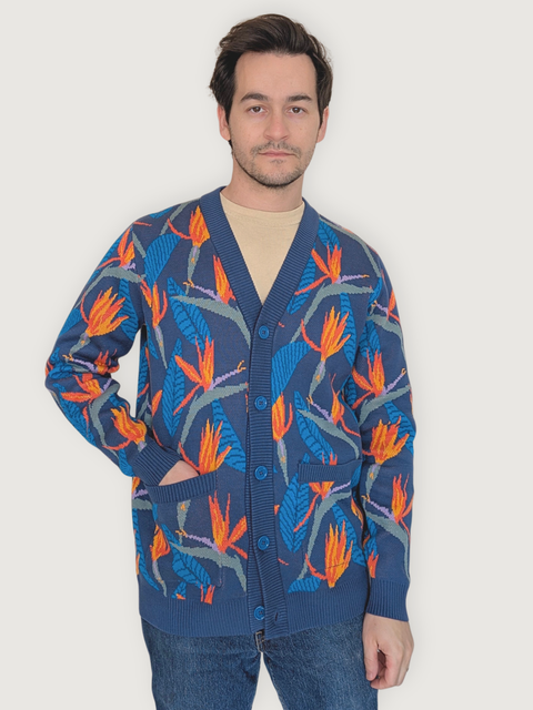 Unisex Bird of Paradise Strelitzia Cardigan