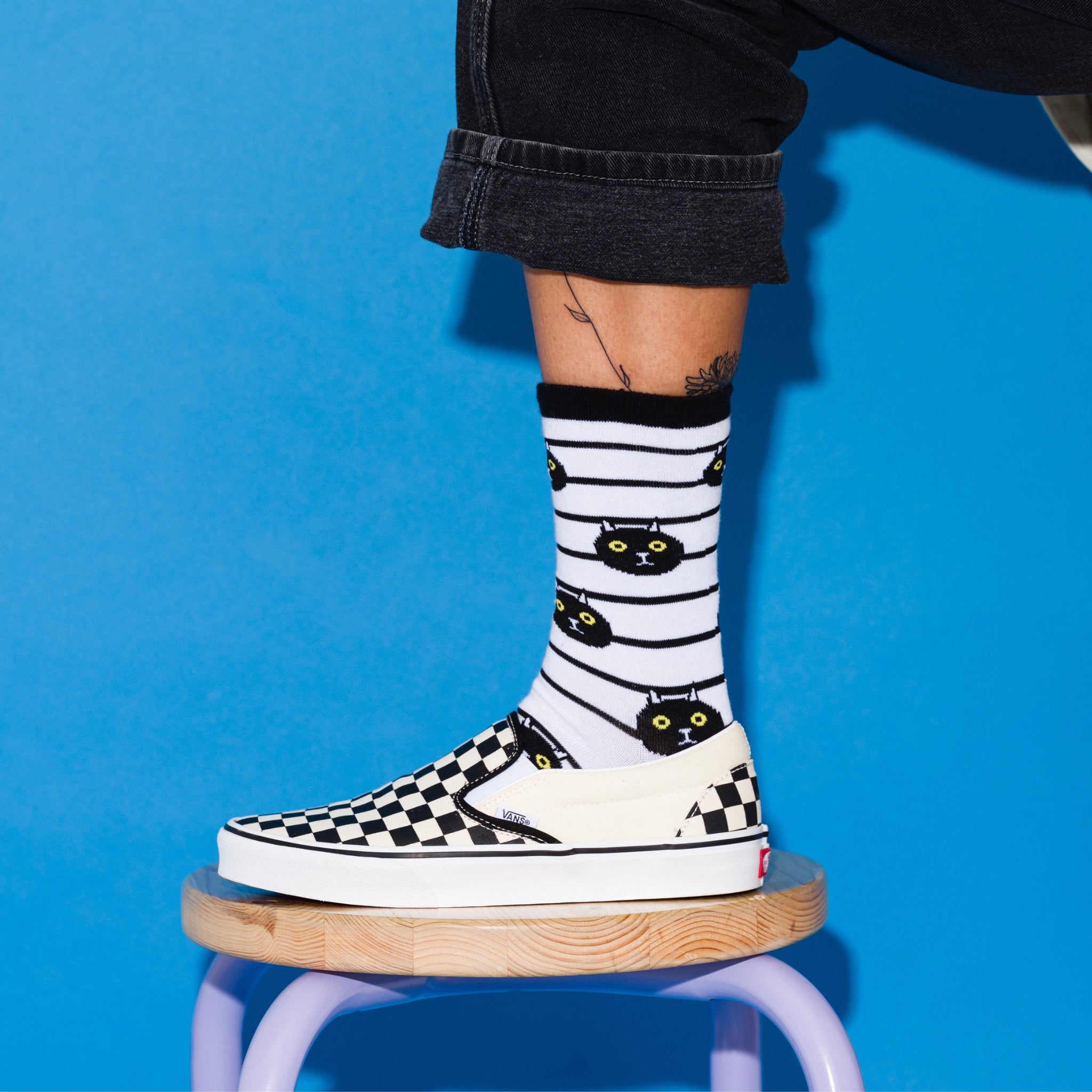Black Cat Crew Socks