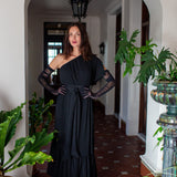 Tatjana One-Shoulder Maxi Dress in Black Diamond