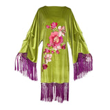 Brigitte Mini Fringe Dress in Citron Orchid
