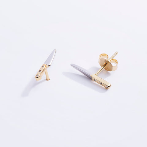 Butcher Knife Sterling Silver Stud Earrings