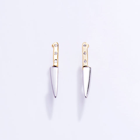 Butcher Knife Sterling Silver Stud Earrings