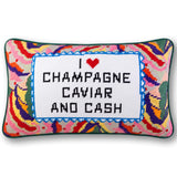 Needlepoint Pillow - I ❤️ Champagne, Caviar and Cash