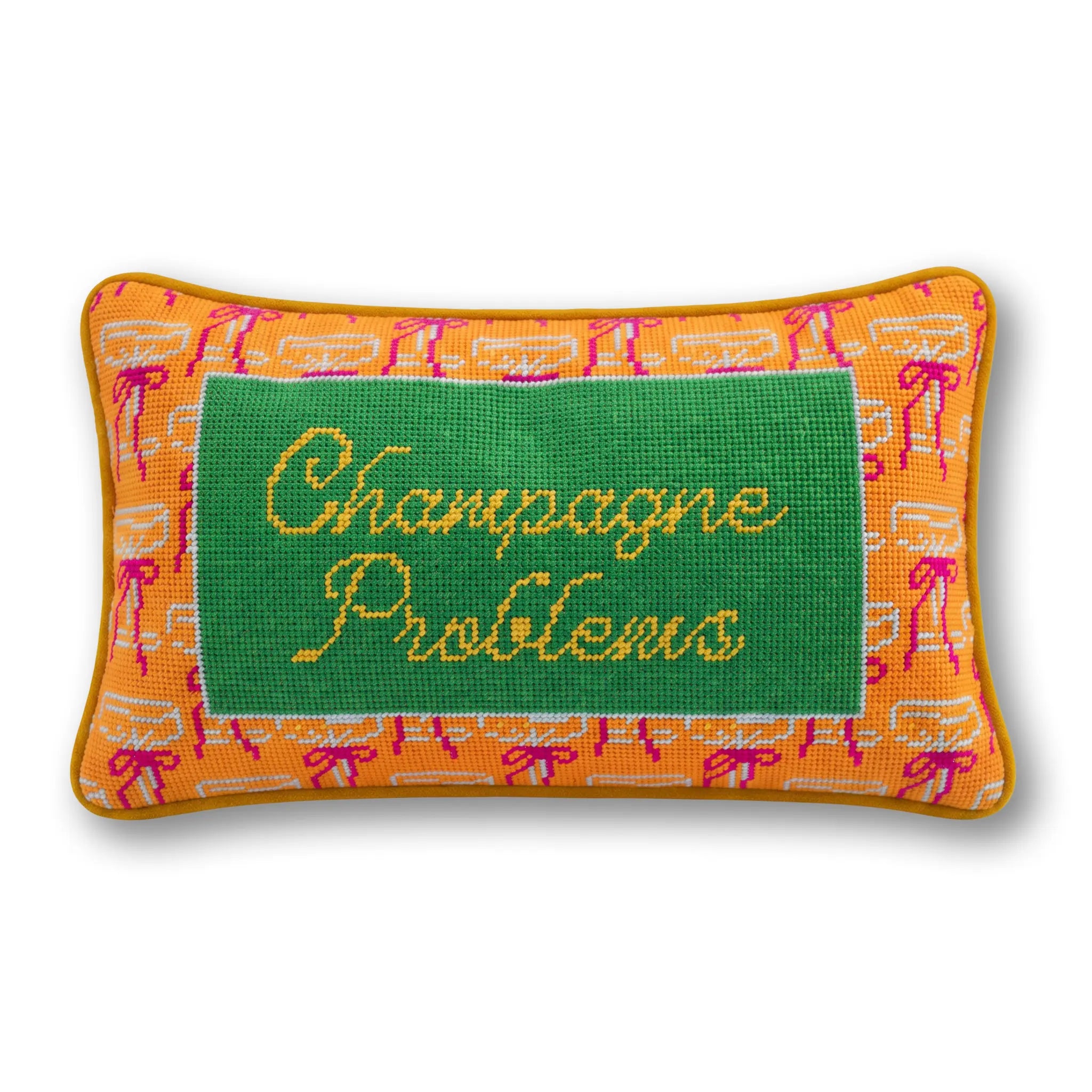 Needlepoint Pillow - Champagne Problems