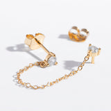 Double CZ Chain Stud Earrings