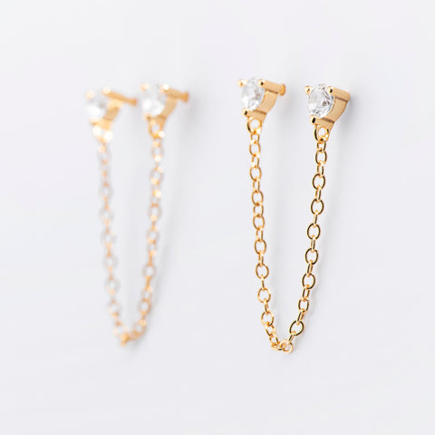 Double CZ Chain Studs