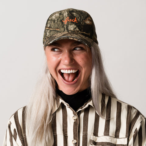 Camo Fuck Script Baseball Hat