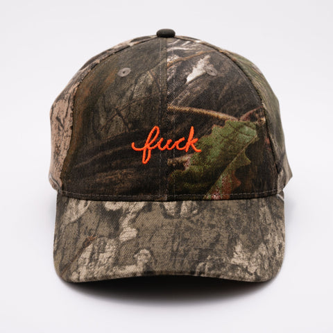 Camo Fuck Script Baseball Hat