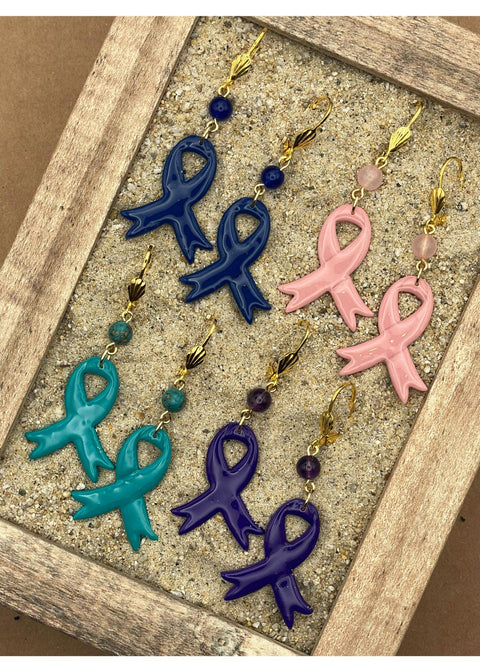 Cancer Awareness Ribbon Earrings