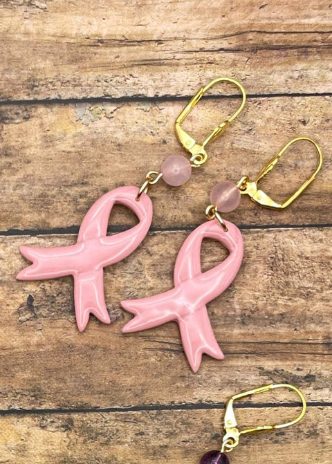 Cancer Awareness Ribbon Earrings