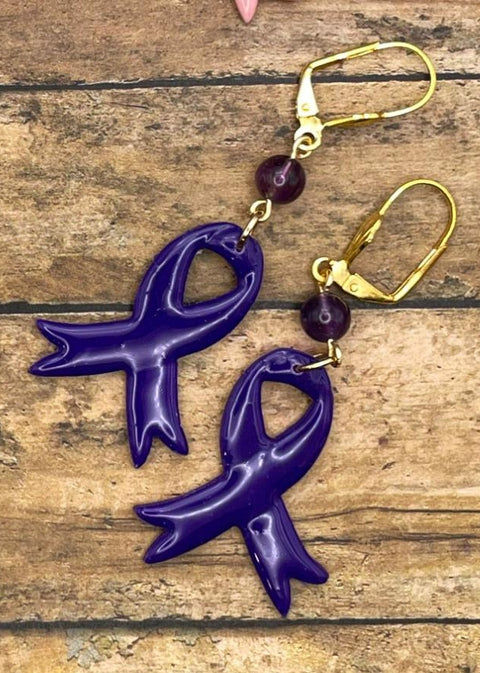 Cancer Awareness Ribbon Earrings