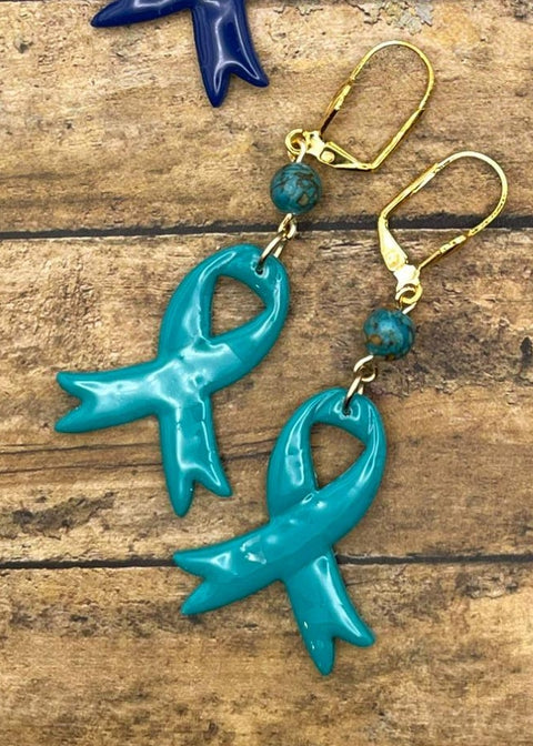 Cancer Awareness Ribbon Earrings