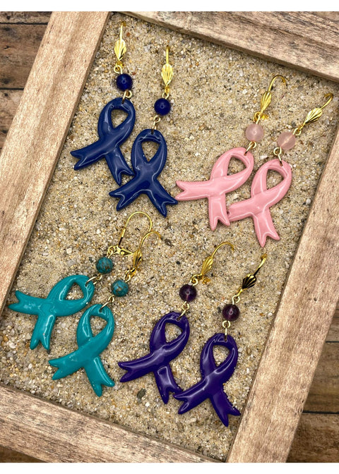 Cancer Awareness Ribbon Earrings