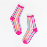 Candy Stripe Ruffle Crew Sock