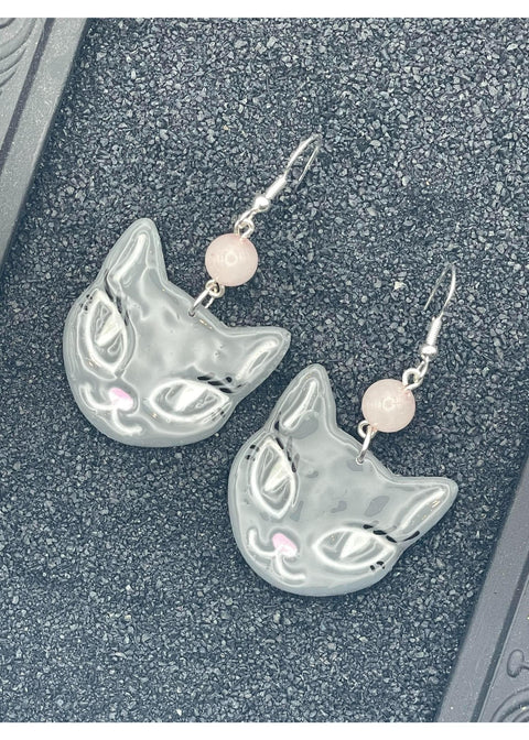 Pretty Kitty Black Cat Face Earrings
