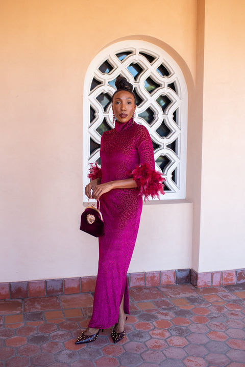 Catroux Dress in Crimson Night