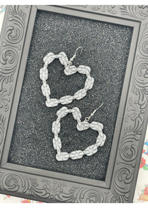 Tattoo Love Chain Link Heart Earrings