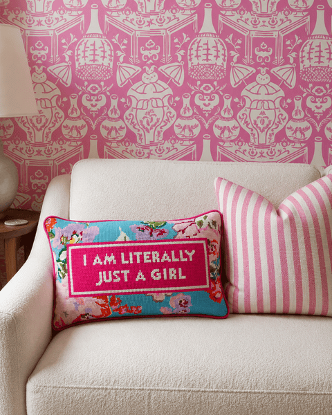 Needlepoint Pillow - I Am Literally Just A Girl