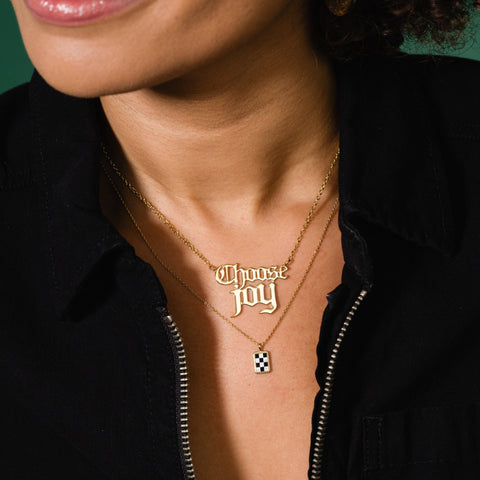 Checker Necklace Sterling Silver