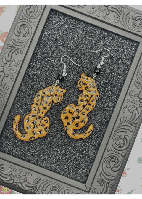 Tattoo Love Cheetah Dangly Earrings