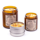 Citrus Ritual Candle with Quartz and Herbs