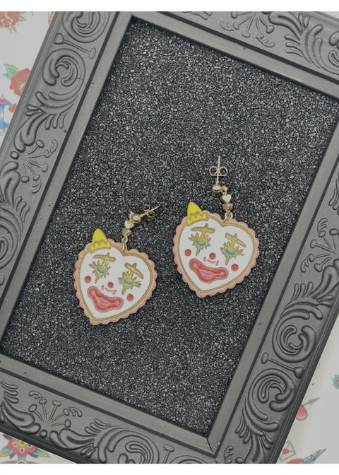 Tattoo Love Clown Heart Earrings