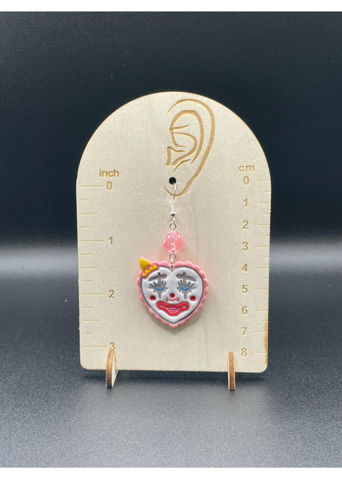 Tattoo Love Clown Heart Earrings