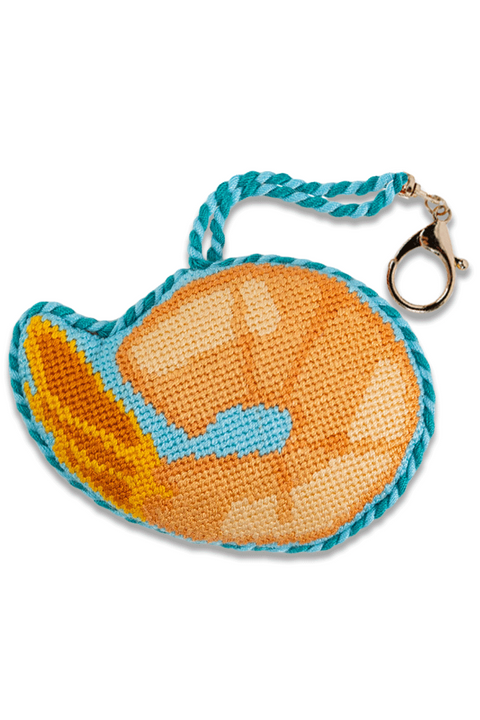 Needlepoint Bag Charm - Cocktail Shrimp