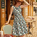 Vintage Style Midi Dress Winter Floral