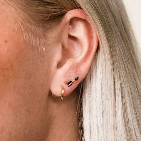Tiny Black Arrow Stud Earrings Sterling Silver