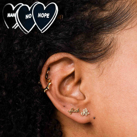 Fuck Off Script Stud Earrings