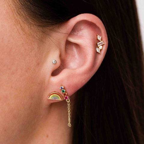 Rainbow Stud Enamel Earrings