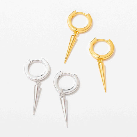 Spike Drop Huggie Hoop Earrings