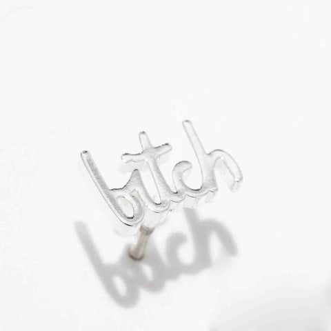 Bitch Script Stud Earrings
