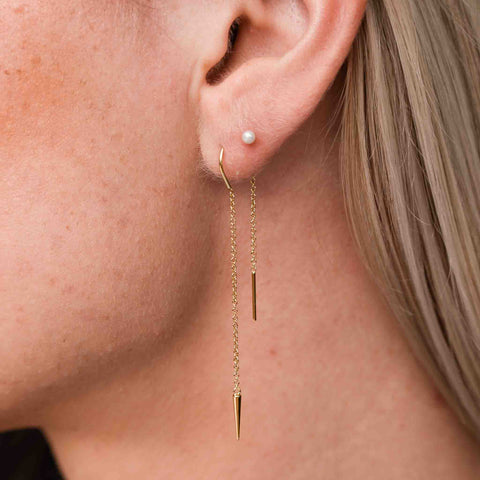 Spike Threader Earrings Sterling Silver