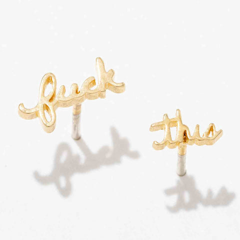 Fuck This Script Stud Earrings