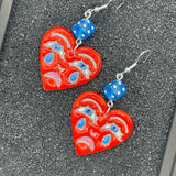 Tattoo - Crying Heart Earrings with Dice: Handmade Polymer Clay