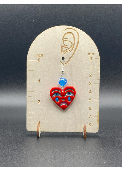 Tattoo Love Crying Heart Earrings