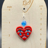Tattoo - Crying Heart Earrings with Dice: Handmade Polymer Clay