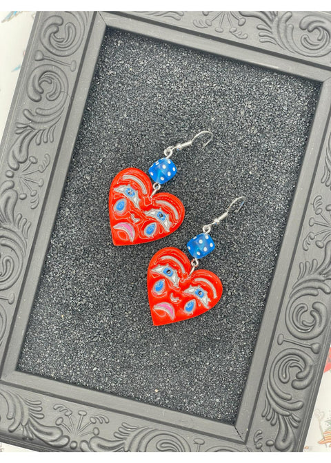 Tattoo Love Crying Heart Earrings