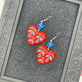 Tattoo - Crying Heart Earrings with Dice: Handmade Polymer Clay