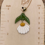 Spring Fling - White Daisy Dangle Earrings: Handmade Polymer Clay