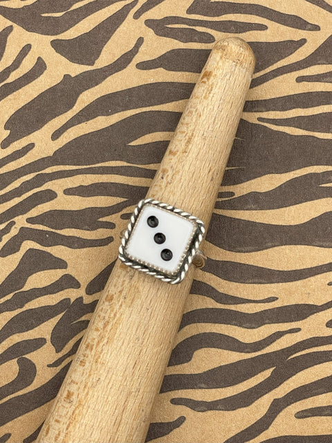 Zoey - White Dice #3 Ring