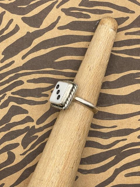 Zoey - White Dice #3 Ring