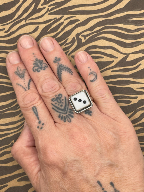 Zoey - White Dice #3 Ring