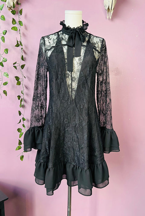 Nightshade - Dark Romantic Floral Mini Babydoll Dress