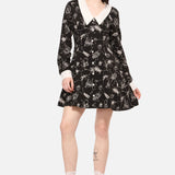 Dark Pieridae Print Long Sleeve Dress