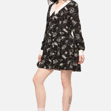 Dark Pieridae Print Long Sleeve Dress